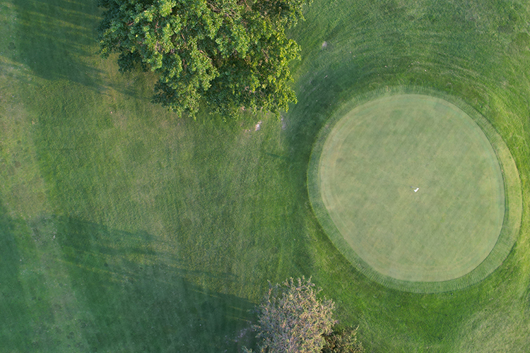 aerial view of golf course hole